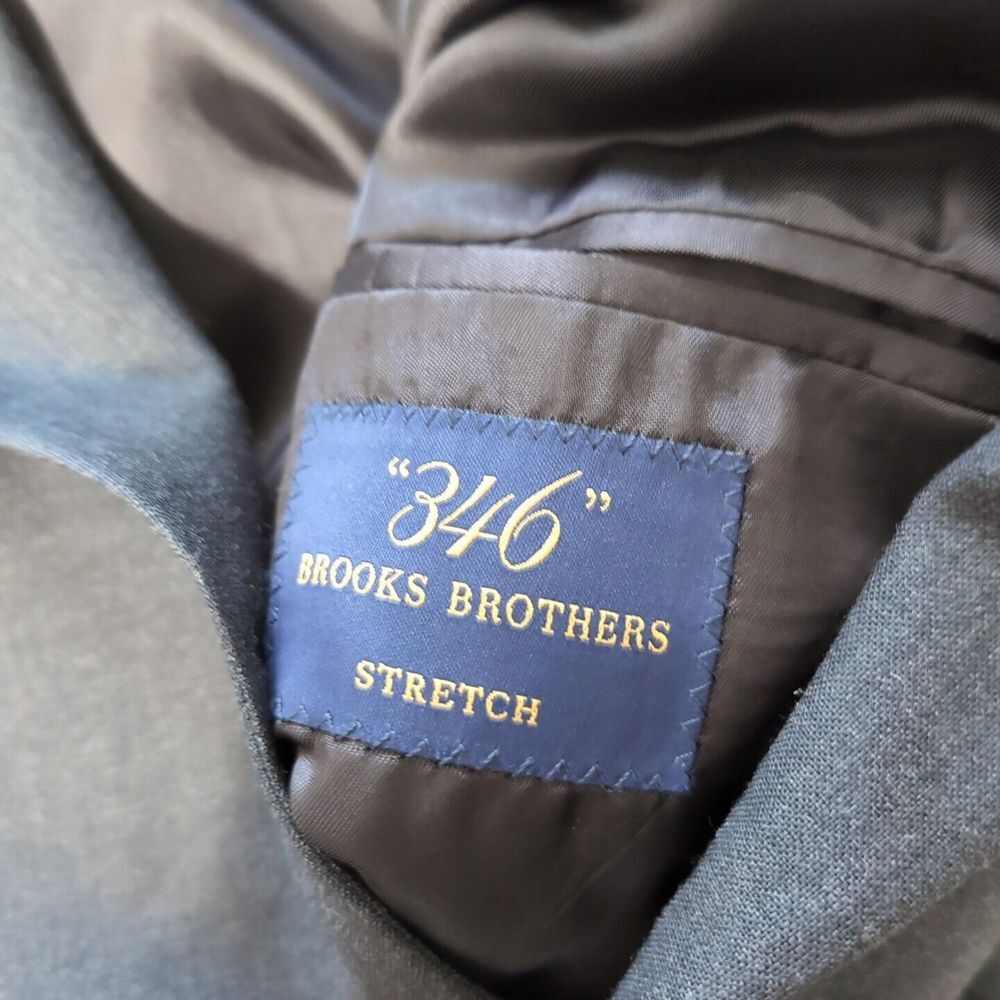 Brooks Brothers 346 Stretch Blazer Jacket Sport Coat 41 Dark Gray Wool Spandex - Picture 7 of 11